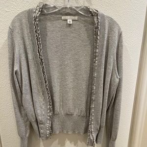 Banana Republic Grey Crop Ruffle Trim Sweater